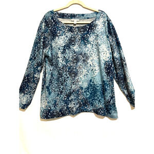 Dana Buchman Floral Paisley Knit Top coastal stretch Women xxl‎ 2x Artsy work